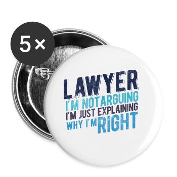 Richter Jurist Anwalt - Buttons groß 56 mm (5er Pack) - Weiß - Vorne