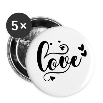 Amour - Lot de 5 grands badges (56 mm) - blanc - Devant