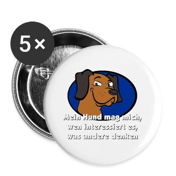Mein Hund mag mich - Buttons groß 56 mm (5er Pack) - Weiß - Vorne