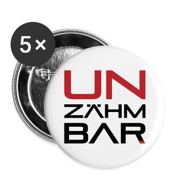 UNZÄHMBAR schwarz-rot - Buttons groß 56 mm (5er Pack) - Weiß - Vorne