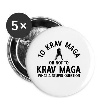 Israelischer Kampfsport Krav Maga - Buttons groß 56 mm (5er Pack) - Weiß - Vorne