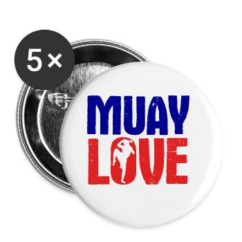 Thaiboxen Muay Thai - Buttons groß 56 mm (5er Pack) - Weiß - Vorne
