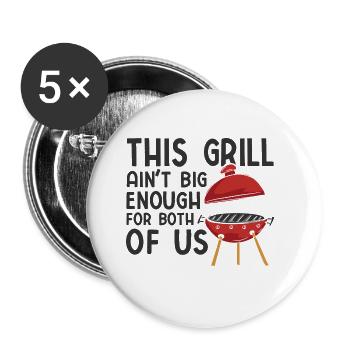 Grillparty Spruch Zum Grillen Grill - Buttons groß 56 mm (5er Pack) - Weiß - Vorne