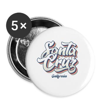 Santa Cruz Californie vintage rétro surfing ville - Lot de 5 grands badges (56 mm) - blanc - Devant