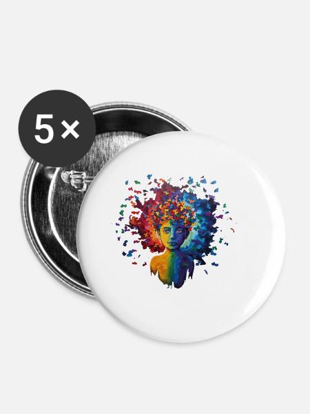 Buntes Autismus Design ein Zeichen der Vielfalt - Buttons groß 56 mm (5er Pack) - Weiß