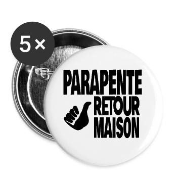 parapente retour maison - Lot de 5 grands badges (56 mm) - blanc - Devant