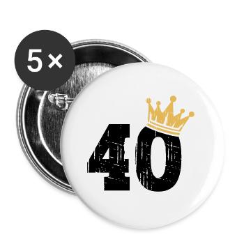 40 Crown 40th Birthday 40 Years - Buttons large 2.2''/56 mm (5-pack) - white - Front