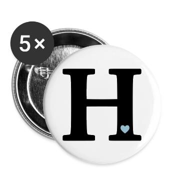 Buchstabe H Anfangsbuchstabe - Buttons groß 56 mm (5er Pack) - Weiß - Vorne