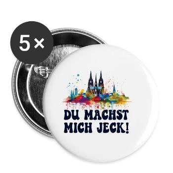 Köln Kölle Karneval Gebützt Kölle Alaaf Jeck Party - Buttons groß 56 mm (5er Pack) - Weiß - Vorne