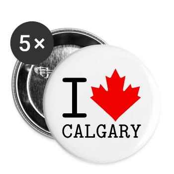 I Love Calgary, Alberta Canada Maple Leaf - Buttons large 2.2''/56 mm (5-pack) - white - Front