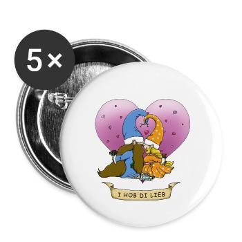 Couple de nains pour les amoureux - Bavarois - Lot de 5 grands badges (56 mm) - blanc - Devant