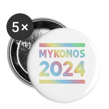 L’équipe colorée des fêtes de Mykonos 2024 - Lot de 5 grands badges (56 mm) - blanc - Devant