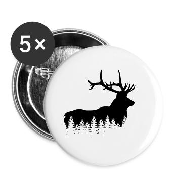 Chasseur, Alpiniste, Randonneur, Cerf - Lot de 5 grands badges (56 mm) - blanc - Devant
