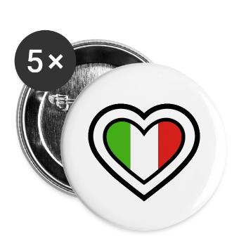 Italian Sports Teams - Heart - Buttons large 2.2''/56 mm (5-pack) - white - Front