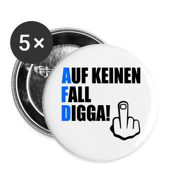 auf keinen fall digga - Buttons groß 56 mm (5er Pack) - Weiß - Vorne