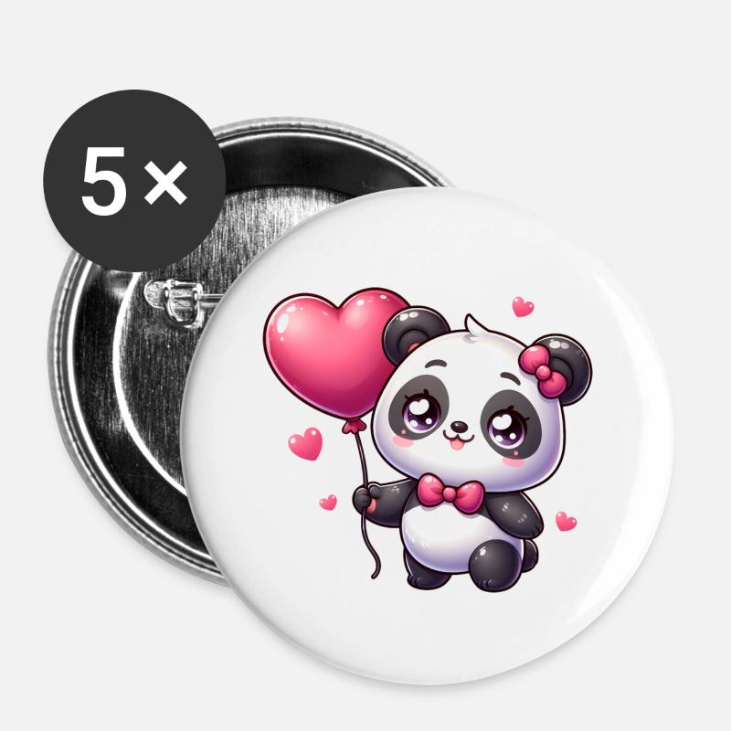 Kawaii Panda - Buttons large 2.2''/56 mm (5-pack) - white