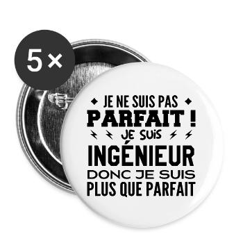 Un Ingénieur plus que parfaite, métier de rêve - Lot de 5 grands badges (56 mm) - blanc - Devant