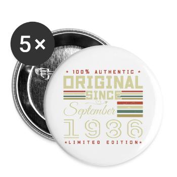 September 1986 Limitierte Auflage zum 39. Jubiläum - Buttons groß 56 mm (5er Pack) - Weiß - Vorne