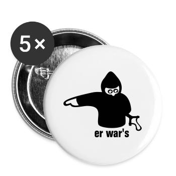 er war's - links - Buttons groß 56 mm (5er Pack) - Weiß - Vorne