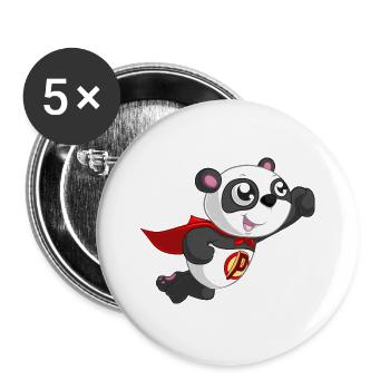 Panda super-héros - Lot de 5 grands badges (56 mm) - blanc - Devant