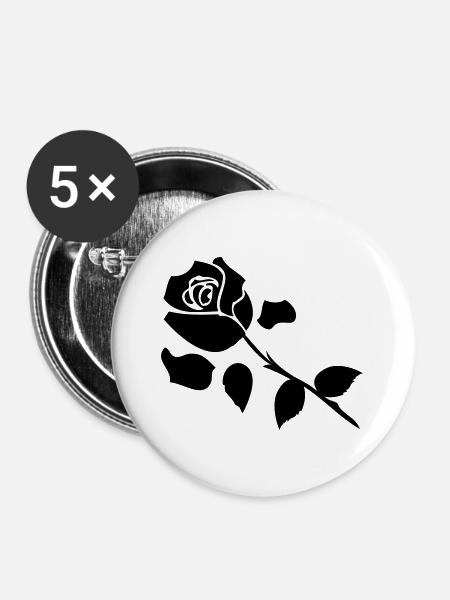 Black Rose Flora - Buttons groß 56 mm (5er Pack) - Weiß