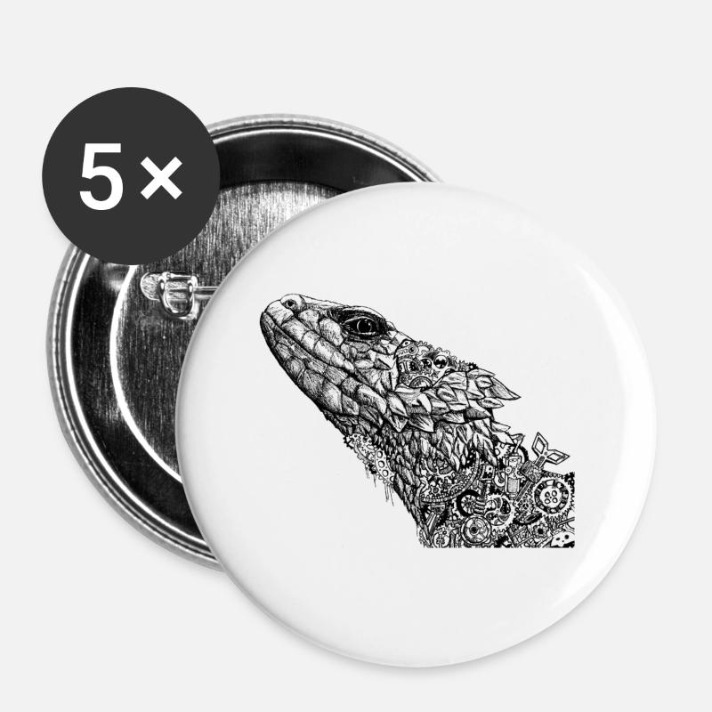 Lizard Clockwork - Buttons large 2.2''/56 mm (5-pack) - white
