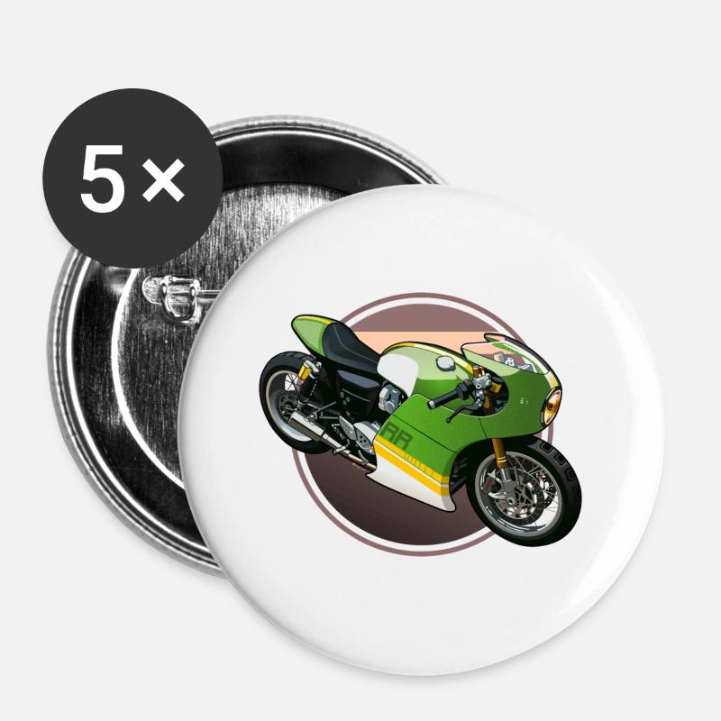 Sports motorcycle - Buttons large 2.2''/56 mm (5-pack) - white