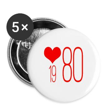 love 80s, 1980s, 1980, love 1980s, 80s, 80s - Buttons large 2.2''/56 mm (5-pack) - white - Front