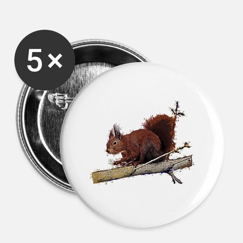 squirrel - Buttons large 2.2''/56 mm (5-pack) - white