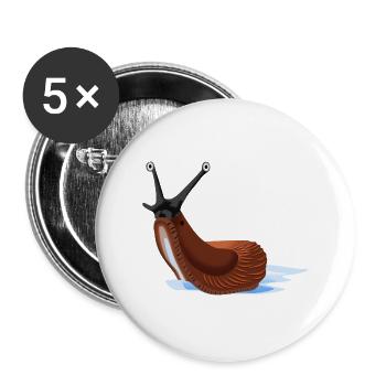 Nacktschnecke - Buttons groß 56 mm (5er Pack) - Weiß - Vorne