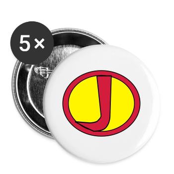 Super, Superheld, Superheldin, Hero, J - Buttons large 2.2''/56 mm (5-pack) - white - Front