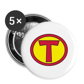 Super, Superheld, Superheldin, Hero, T - Buttons groß 56 mm (5er Pack) - Weiß - Vorne