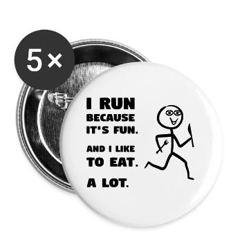 Courir pour manger - Lot de 5 grands badges (56 mm) - blanc - Devant