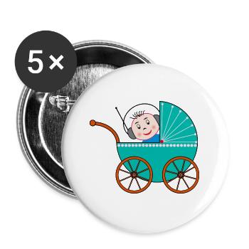 Kinderwagen / Buggy / Baby - Buttons groß 56 mm (5er Pack) - Weiß - Vorne