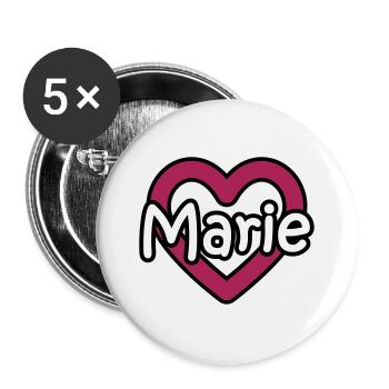 Marie last name first name maiden name heart name day - Buttons large 2.2''/56 mm (5-pack) - white - Front