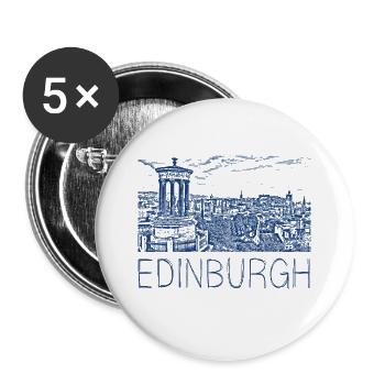 Dessin à la plume Edimbourg - Lot de 5 grands badges (56 mm) - blanc - Devant