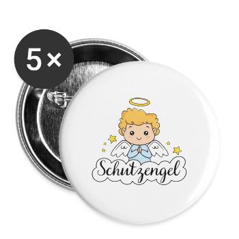 Schutzengel - Buttons groß 56 mm (5er Pack) - Weiß - Vorne