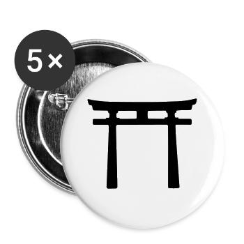 Japanisches Torii Design - Buttons groß 56 mm (5er Pack) - Weiß - Vorne