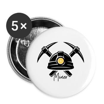 MINER Mining blockchain crypro Bit coins money - Buttons large 2.2''/56 mm (5-pack) - white - Front