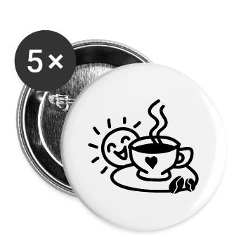 Tasse à café amour - Lot de 5 grands badges (56 mm) - blanc - Devant