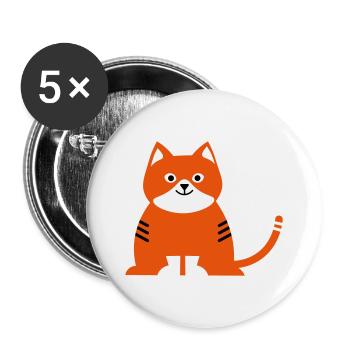 chat - Lot de 5 grands badges (56 mm) - blanc - Devant