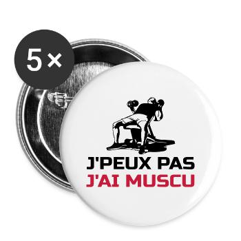 Je peux pas j'ai muscu - Musculation - Lot de 5 grands badges (56 mm) - blanc - Devant