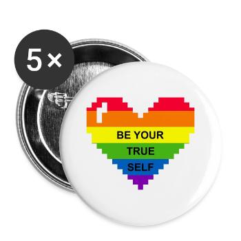 Rainbow Flag Heart Be Your Self Graphic - Buttons large 2.2''/56 mm (5-pack) - white - Front