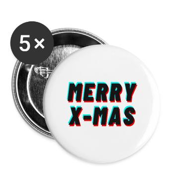 Merry Christmas | TikTok Style | Merry X-Mas - Buttons large 2.2''/56 mm (5-pack) - white - Front