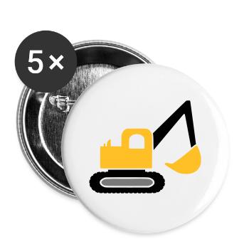 Véhicule d'excavatrice - Lot de 5 grands badges (56 mm) - blanc - Devant