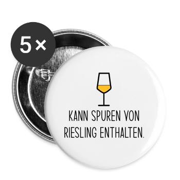 Kann Spuren von Riesling enthalten - Buttons groß 56 mm (5er Pack) - Weiß - Vorne