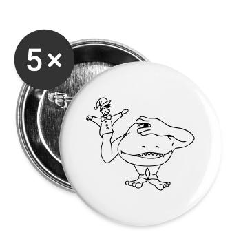 "Kasperle"-Monster - weiss gefuellt - Buttons groß 56 mm (5er Pack) - Weiß - Vorne