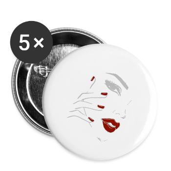 Silouette sensuelle Lèvres rouges - Lot de 5 grands badges (56 mm) - blanc - Devant