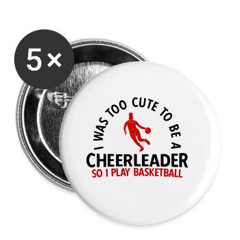 Basketball - Buttons groß 56 mm (5er Pack) - Weiß - Vorne