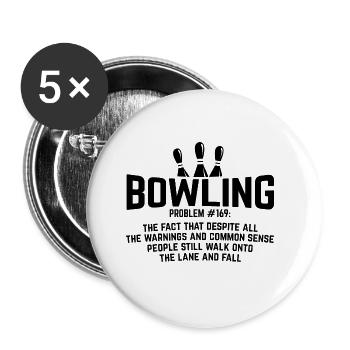 Bowling - Buttons groß 56 mm (5er Pack) - Weiß - Vorne